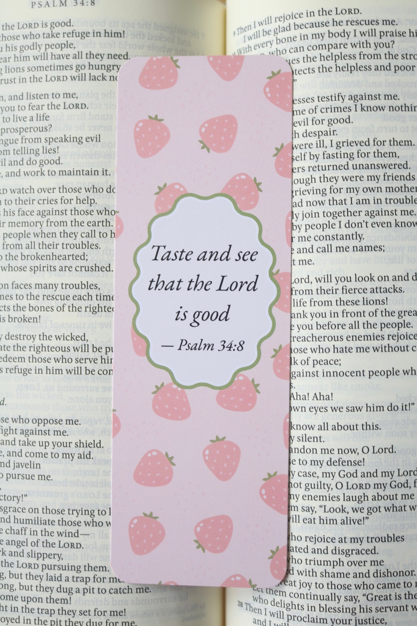 Taste and See- Strawberry Bookmark